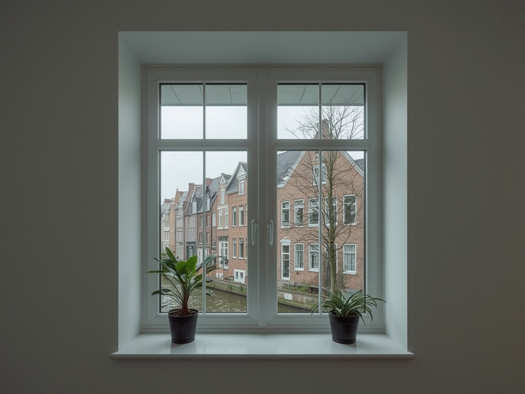 Licht interieur van een twee-onder-een-kapwoning in Hoogezand met uitzicht door nieuwe draaikiep kozijnen