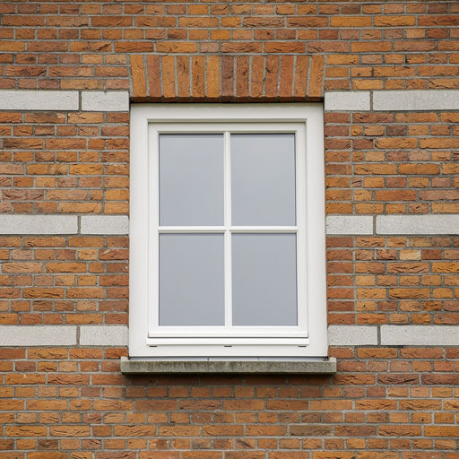 Close-up van een wit kunststof kozijn op een Groningse bakstenen gevel in Bedum