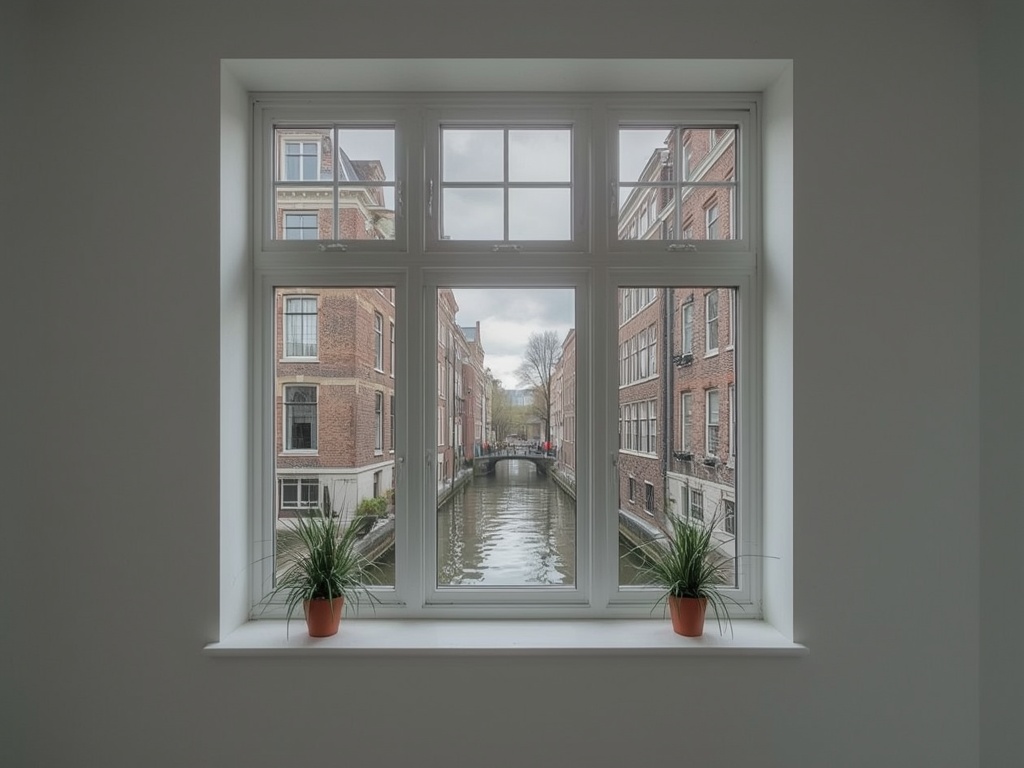 Woonkamer in Bedum met uitzicht door kunststof kozijnen op de Wolddijk