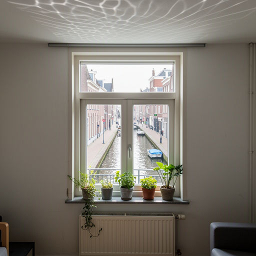 Interieur Assense woning Marsdijk met uitzicht door kozijnen op achtertuin