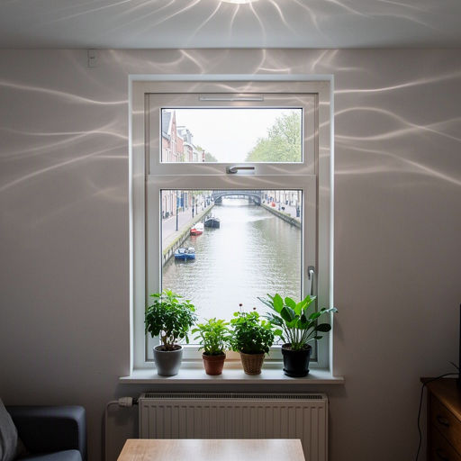 Interieur woning Delfzijl met uitzicht op de haven door kunststof kozijnen