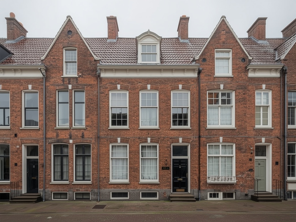 19e-eeuws stadspand Groningen Herestraat met nieuwe witte kunststof kozijnen