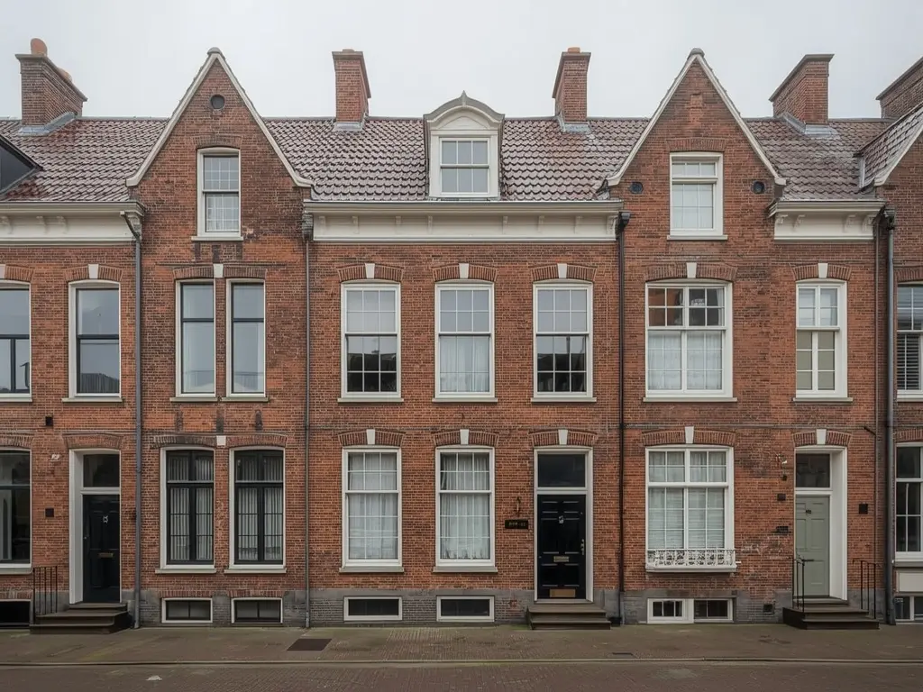 19e-eeuws stadspand Groningen Herestraat met nieuwe witte kunststof kozijnen