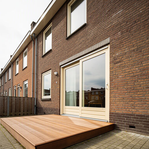Monteur plaatst een kunststof schuifpui bij een woning in Groningen