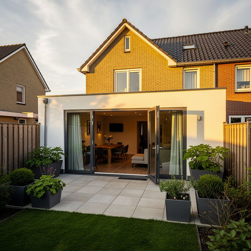Kunststof schuifpui aan de achtergevel van een woning in Groningen