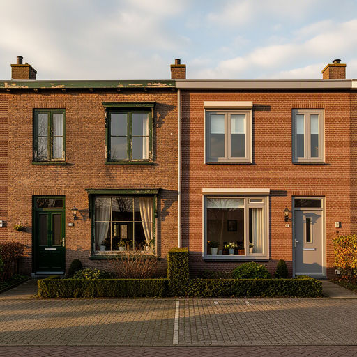 Monteur plaatst kunststof kozijnen bij een woning in Groningen