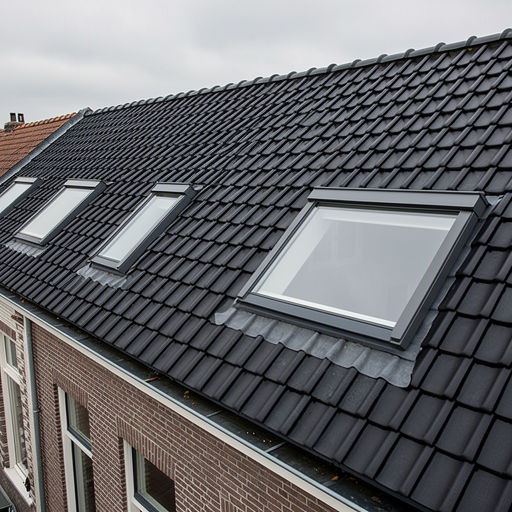 Kunststof dakraam in het schuine dak van een woning in Groningen
